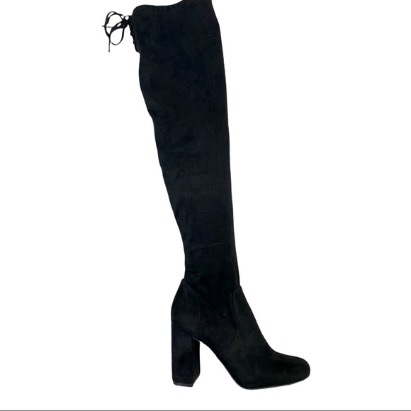 bp Shoes - BP Black Faux Suede OTK Over the Knee Tall Chunky Block Heel Juniper Boots 7